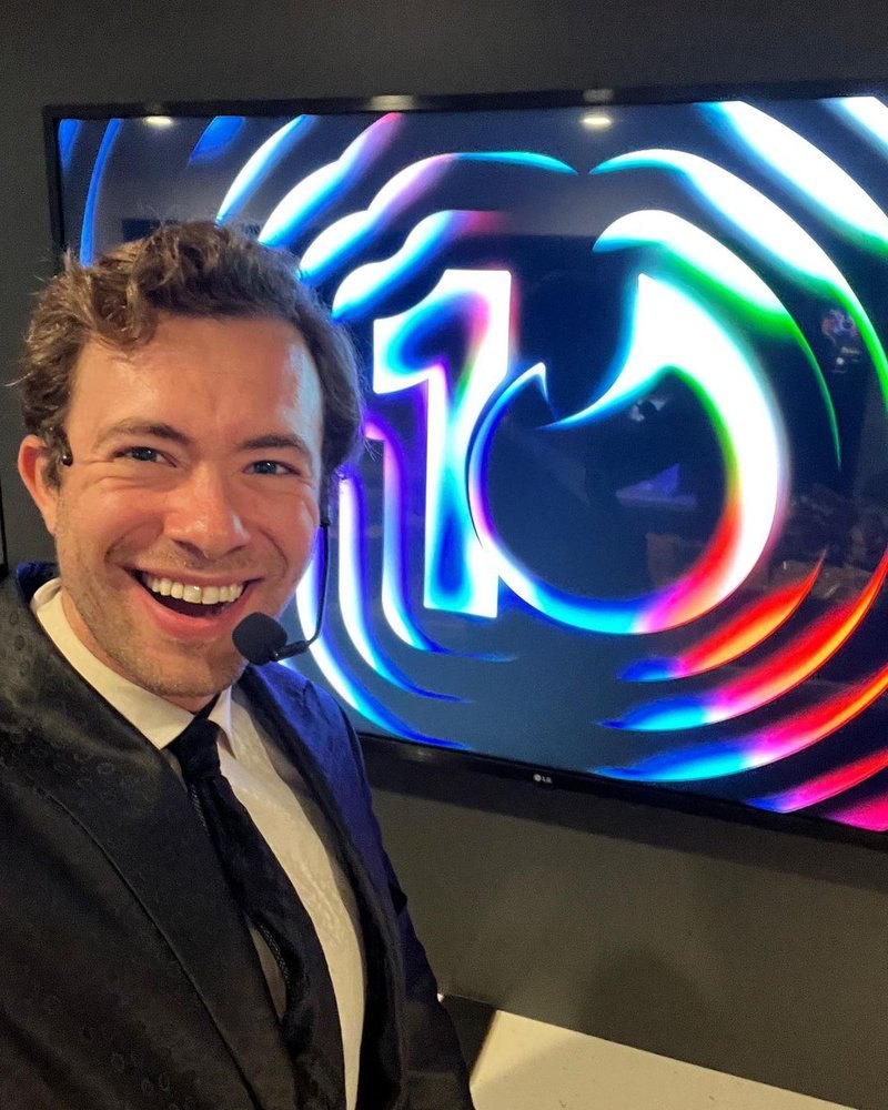 Dylan George at Tinder's 10 year anniversary party