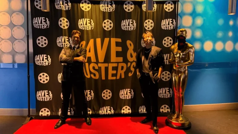 Johnny Wu and Dylan George on an event red carpet