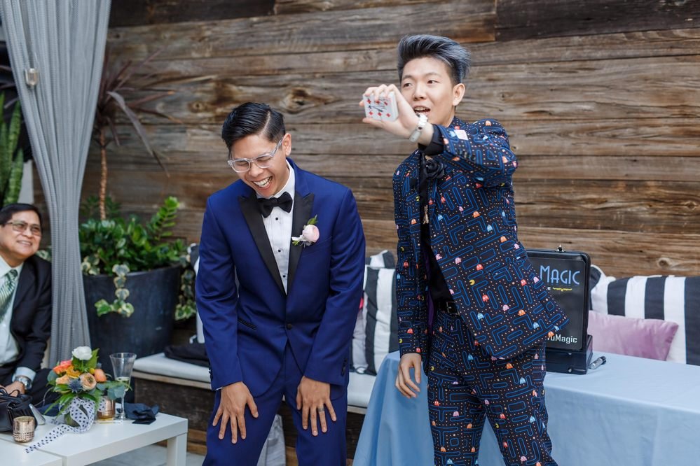 Johnny Wu performing at an outdoor private party