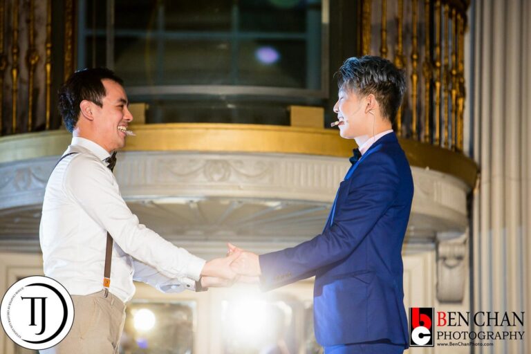 Johnny Wu performing on stage at a gala