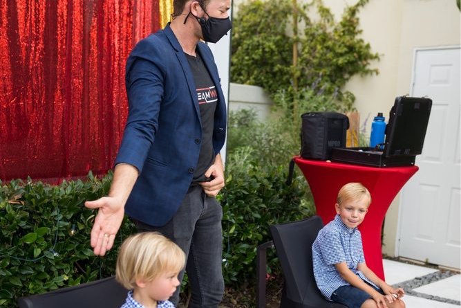 Omni Magic magician Dylan performing for kids at a birthday party
